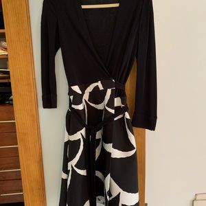 DVF black and white wrap dress